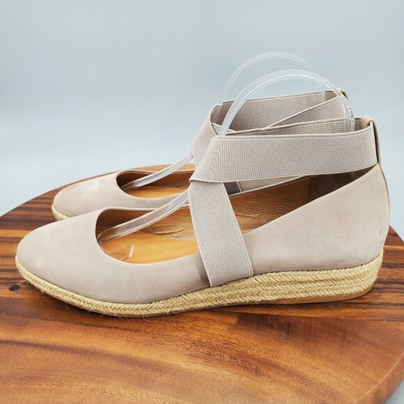 Corso Como Flats Women's 10 M Gray Leather Bellah Espadrille Wedge Comfort Shoes - Picture 3 of 10